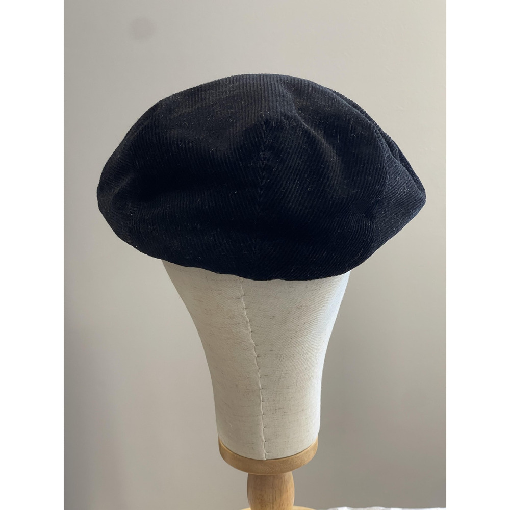 Vintage Dorfman Pacific Black Flat Newsboy Hat Cap Corduroy Lined OS - Picture 3 of 8